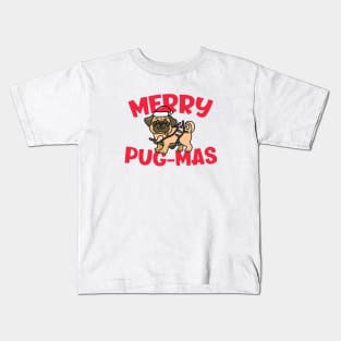 Merry Pugmas // Cute Christmas Pug Kids T-Shirt